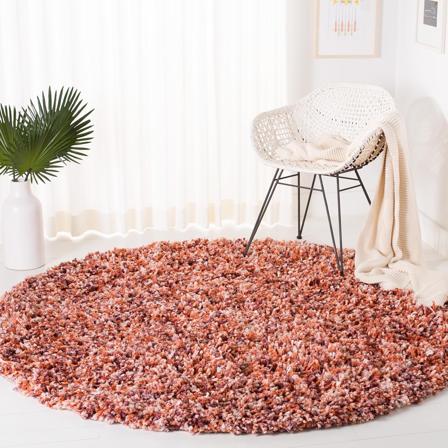 image:imageSAFAVIEH Rio Shag Collection 8 x 10 BlackIvory SG960H Handmade 1inch Thick Area RugRustIvory
