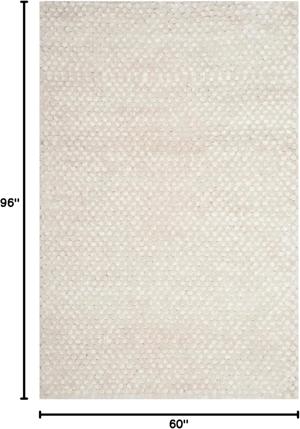 image:imageSAFAVIEH Saint Tropez Shag Collection 9 x 12 Snow White STS641W Handmade Solid 1inch Thick Area RugSnow White