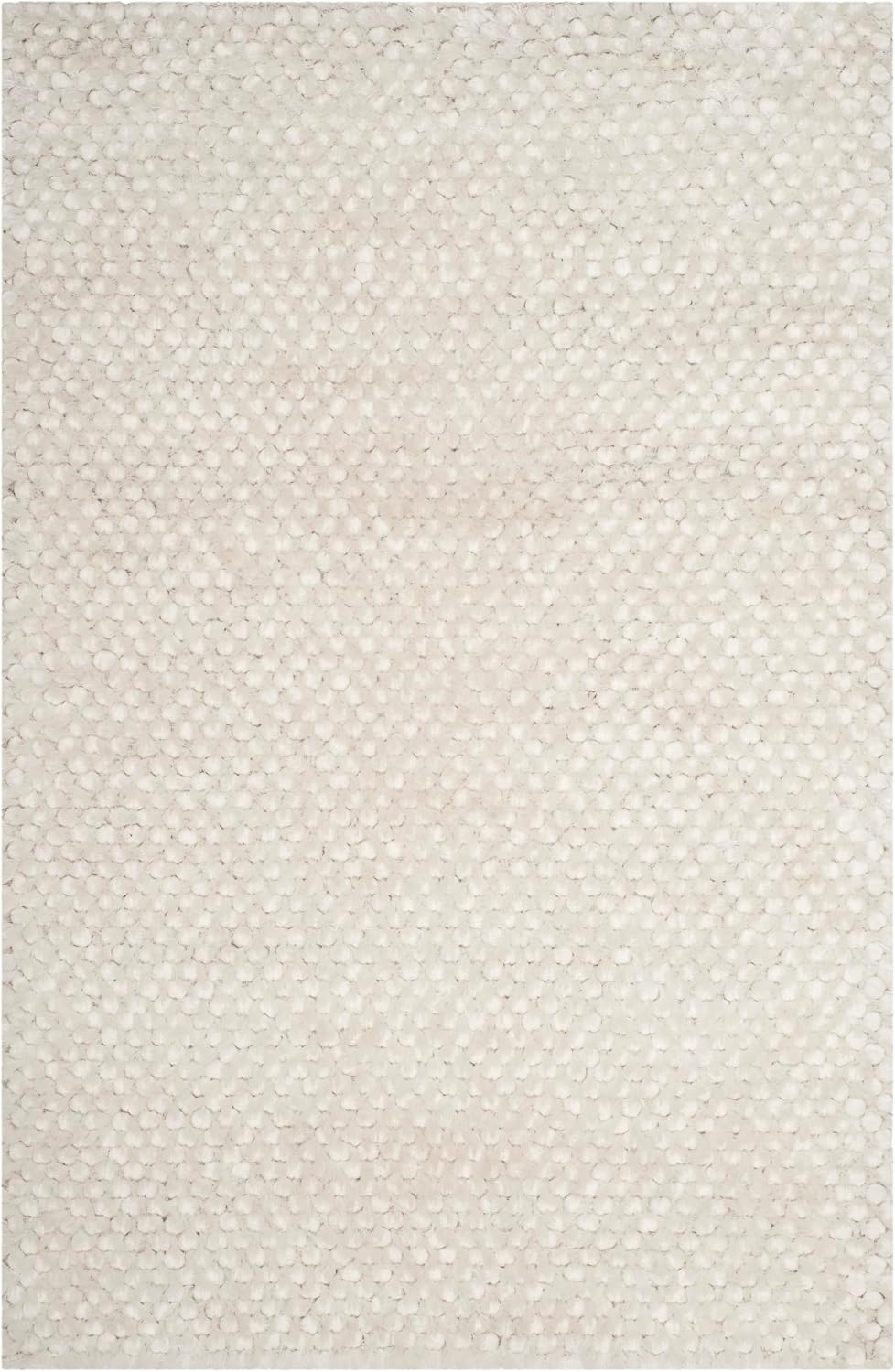 image:imageSAFAVIEH Saint Tropez Shag Collection 9 x 12 Snow White STS641W Handmade Solid 1inch Thick Area RugSnow White