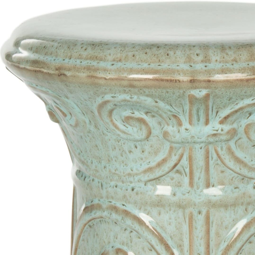 image:imageSafavieh Castle Gardens Collection Imperial Garden White Ceramic Garden StoolBlue