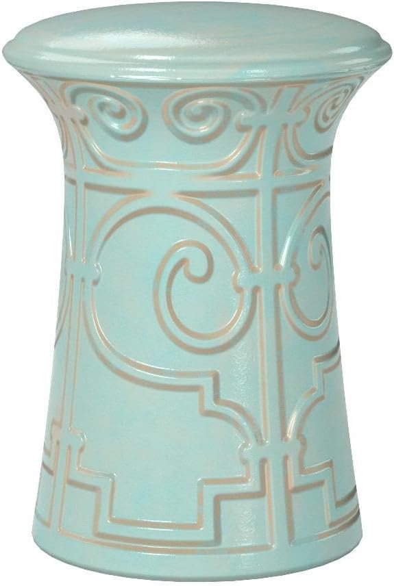 image:imageSafavieh Castle Gardens Collection Imperial Garden White Ceramic Garden StoolLight Aqua