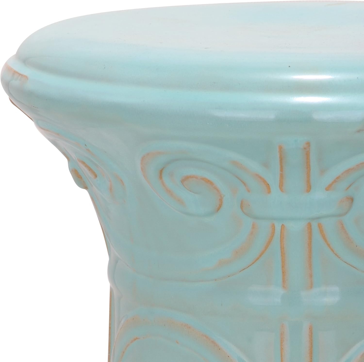 image:imageSafavieh Castle Gardens Collection Imperial Garden White Ceramic Garden StoolLight Aqua