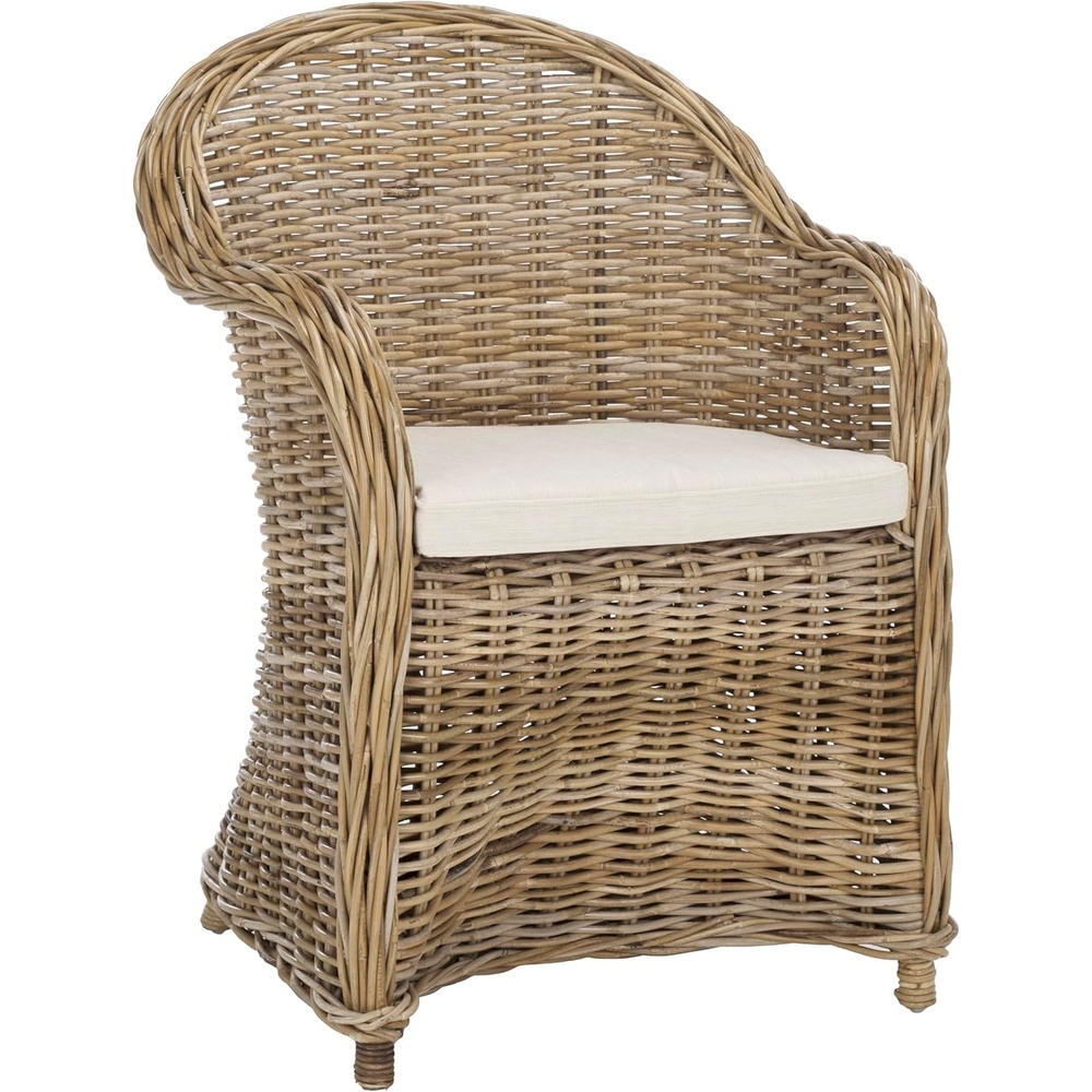image:imageSAFAVIEH Furniture Zane Club Chair 173 Seat Height Grey Rattan Coastal Woven Design Ideal for Living Room Sunroom Bedroom Fully Assembled SEA7006A