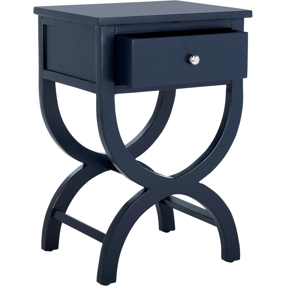 image:imageSAFAVIEH Home Collection Maxine Navy Blue 1Drawer Accent Table Nightstand Bedside Accent Table Fully AssembledNavy