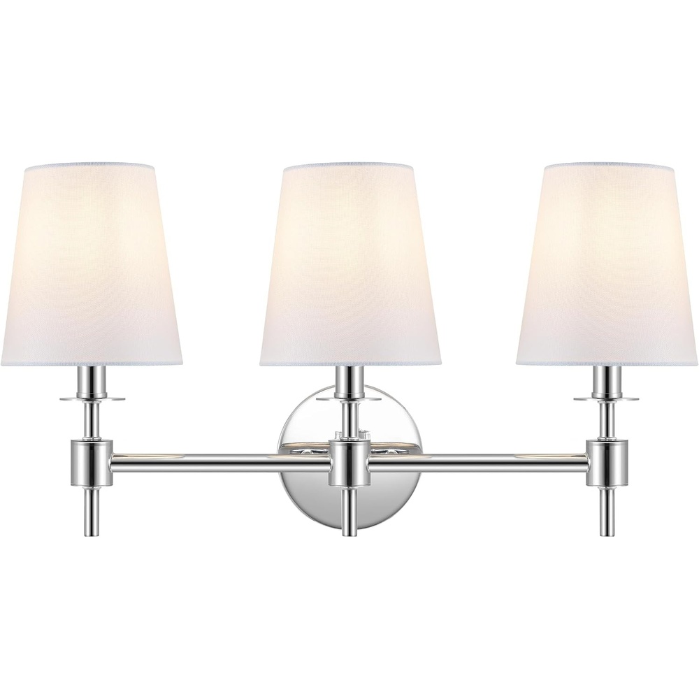 image:imageSAFAVIEH Lighting Davielle 3Light 21Inch Wall Sconce Chrome Fabric Shade 3Light Design Ideal for Vanity Hallway Bedroom Bathroom LED Bulbs Included SCN4120CChrome