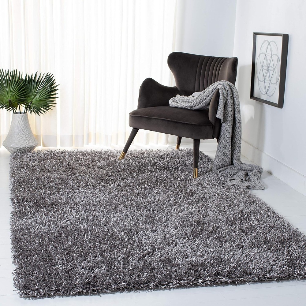 image:imageSAFAVIEH New Orleans Shag Collection Area Rug 86 x 12 Grey amp Grey Handmade 16inch Thick Ideal for High Traffic Areas in Living Room Bedroom SG5318080