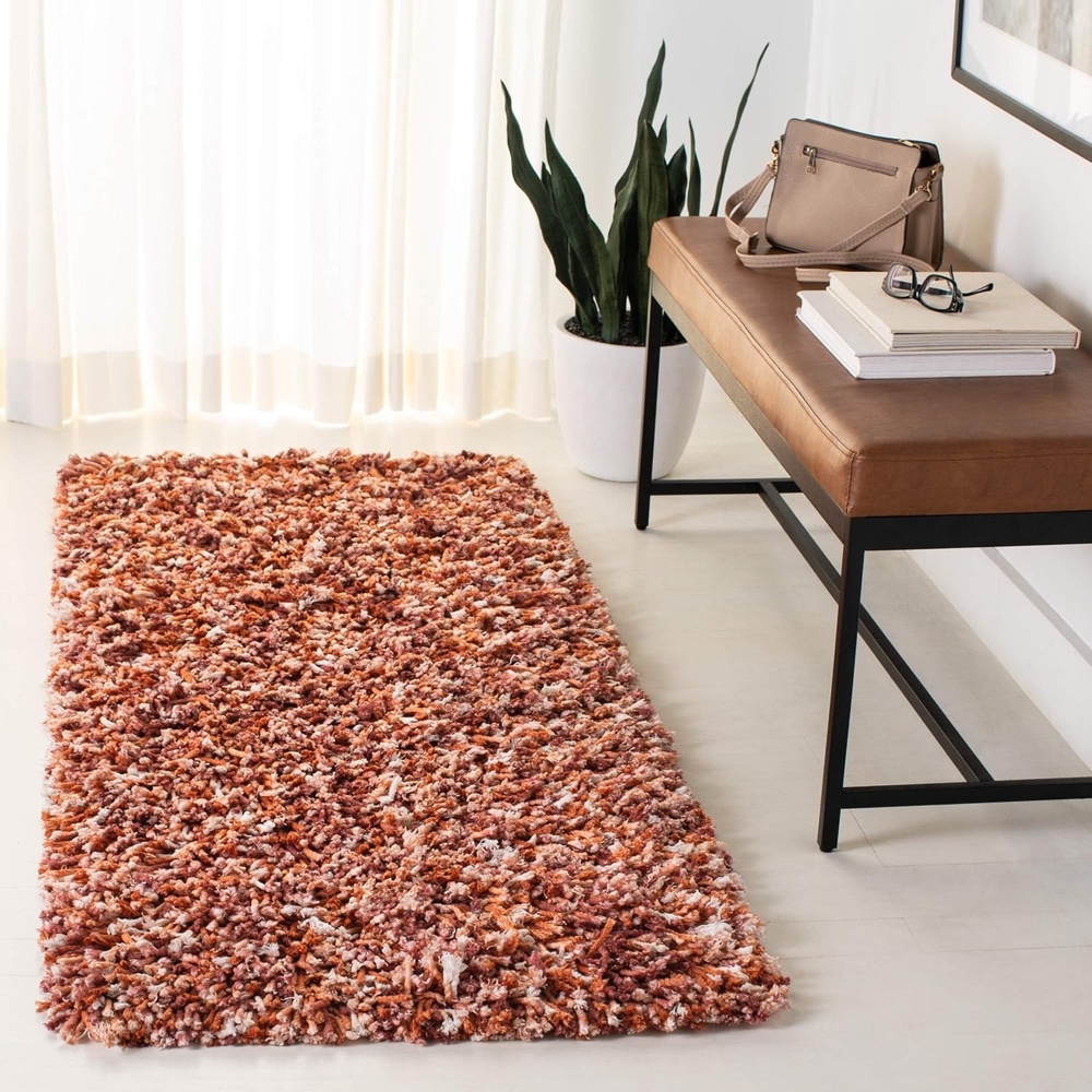image:imageSAFAVIEH Rio Shag Collection 8 x 10 BlackIvory SG960H Handmade 1inch Thick Area RugRustIvory