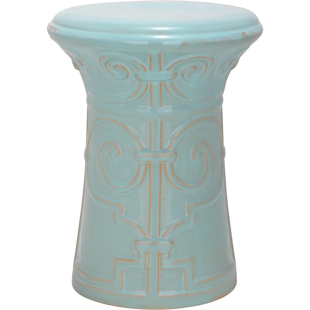 image:imageSafavieh Castle Gardens Collection Imperial Garden White Ceramic Garden StoolLight Aqua