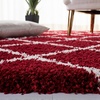 SAFAVIEH Area Rug 8×10 – Hudson Shag Collection – Large – Ivory & Grey, Trellis Pattern, Non-Shedding & Easy Cleaning, Ultra Plush Thick Pile, Ideal for Living Room, Bedroom, Dining Space (SGH222D)(Red/Ivory)