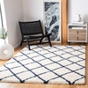 SAFAVIEH Area Rug 8×10 – Hudson Shag Collection – Large – Ivory & Grey, Trellis Pattern, Non-Shedding & Easy Cleaning, Ultra Plush Thick Pile, Ideal for Living Room, Bedroom, Dining Space (SGH222D)(Ivory/Navy)