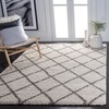 SAFAVIEH Area Rug 8×10 – Hudson Shag Collection – Large – Ivory & Grey, Trellis Pattern, Non-Shedding & Easy Cleaning, Ultra Plush Thick Pile, Ideal for Living Room, Bedroom, Dining Space (SGH222D)(Ivory/Grey)