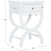 SAFAVIEH Home Collection Maxine Navy Blue 1-Drawer Accent Table Nightstand Bedside Accent Table (Fully Assembled)(Off White)