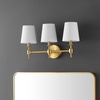 SAFAVIEH Lighting – Davielle 3-Light 21-Inch Wall Sconce – Chrome – Fabric Shade – 3-Light Design – Ideal for Vanity, Hallway, Bedroom, Bathroom – LED Bulbs Included (SCN4120C)(Brass)