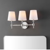 SAFAVIEH Lighting – Davielle 3-Light 21-Inch Wall Sconce – Chrome – Fabric Shade – 3-Light Design – Ideal for Vanity, Hallway, Bedroom, Bathroom – LED Bulbs Included (SCN4120C)(Chrome)