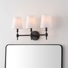 SAFAVIEH Lighting – Davielle 3-Light 21-Inch Wall Sconce – Chrome – Fabric Shade – 3-Light Design – Ideal for Vanity, Hallway, Bedroom, Bathroom – LED Bulbs Included (SCN4120C)(Black)