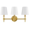 SAFAVIEH Lighting – Davielle 3-Light 21-Inch Wall Sconce – Chrome – Fabric Shade – 3-Light Design – Ideal for Vanity, Hallway, Bedroom, Bathroom – LED Bulbs Included (SCN4120C)(Brass)