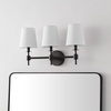 SAFAVIEH Lighting – Davielle 3-Light 21-Inch Wall Sconce – Chrome – Fabric Shade – 3-Light Design – Ideal for Vanity, Hallway, Bedroom, Bathroom – LED Bulbs Included (SCN4120C)(Black)