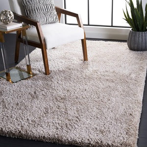 SAFAVIEH Area Rug 8×10 – Express Shag Collection – Large – Silver, Handmade, Ultra Plush Thick Pile, Ideal for Living Room, Bedroom, Dining Space (SGE620C)(Silver)