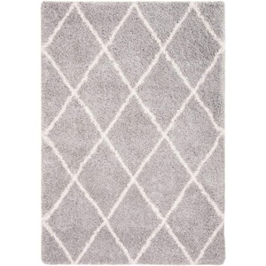SAFAVIEH Area Rug 8×10 – Fontana Shag Collection – Large – Grey & Cream, Trellis Pattern, Non-Shedding & Easy Cleaning, Ultra Plush Thick Pile, Ideal for Living Room, Bedroom, Dining Space (FNT815G)(Grey/Cream)