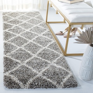 SAFAVIEH Area Rug 8×10 – Hudson Shag Collection – Large – Ivory & Grey, Trellis Pattern, Non-Shedding & Easy Cleaning, Ultra Plush Thick Pile, Ideal for Living Room, Bedroom, Dining Space (SGH222D)(Grey/Ivory)