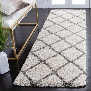 SAFAVIEH Area Rug 8×10 – Hudson Shag Collection – Large – Ivory & Grey, Trellis Pattern, Non-Shedding & Easy Cleaning, Ultra Plush Thick Pile, Ideal for Living Room, Bedroom, Dining Space (SGH222D)(Ivory/Grey)