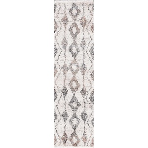 SAFAVIEH Area Rug 8×10 – Jericho Shag Collection – Large – Ivory & Black, Moroccan Boho Design, Non-Shedding & Easy Cleaning, Plush Thick Pile, Ideal for Living Room, Bedroom, Dining Space (JER102A)(Ivory/Black)