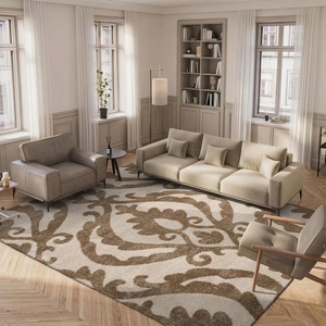 SAFAVIEH Florida Shag Collection Area Rug – 8’6″ x 12′, Cream & Beige, Damask Design, Non-Shedding & Easy Care, 1.2-inch Thick Ideal for High Traffic Areas in Living Room, Bedroom (SG469-1113)