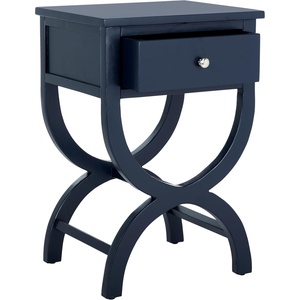 SAFAVIEH Home Collection Maxine Navy Blue 1-Drawer Accent Table Nightstand Bedside Accent Table (Fully Assembled)(Navy)