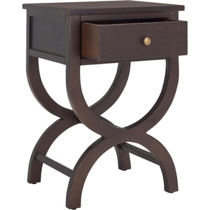 SAFAVIEH Home Collection Maxine Navy Blue 1-Drawer Accent Table Nightstand Bedside Accent Table (Fully Assembled)(Walnut)