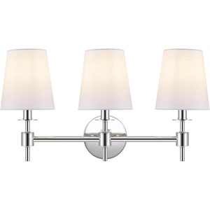 SAFAVIEH Lighting – Davielle 3-Light 21-Inch Wall Sconce – Chrome – Fabric Shade – 3-Light Design – Ideal for Vanity, Hallway, Bedroom, Bathroom – LED Bulbs Included (SCN4120C)(Chrome)