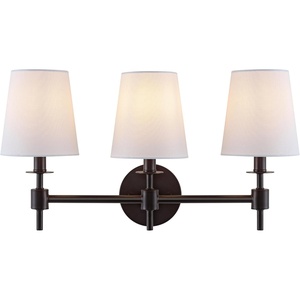 SAFAVIEH Lighting – Davielle 3-Light 21-Inch Wall Sconce – Chrome – Fabric Shade – 3-Light Design – Ideal for Vanity, Hallway, Bedroom, Bathroom – LED Bulbs Included (SCN4120C)(Black)