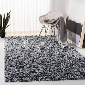 SAFAVIEH Rio Shag Collection 8′ x 10′ Black/Ivory SG960H Handmade 1-inch Thick Area Rug(Black/Ivory)