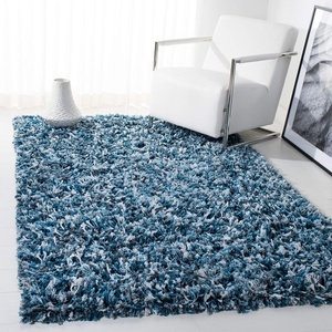 SAFAVIEH Rio Shag Collection 8′ x 10′ Black/Ivory SG960H Handmade 1-inch Thick Area Rug(Navy/Ivory)