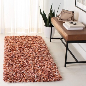 SAFAVIEH Rio Shag Collection 8′ x 10′ Black/Ivory SG960H Handmade 1-inch Thick Area Rug(Rust/Ivory)