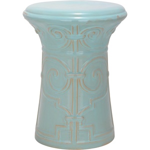 Safavieh Castle Gardens Collection Imperial Garden White Ceramic Garden Stool(Light Aqua)