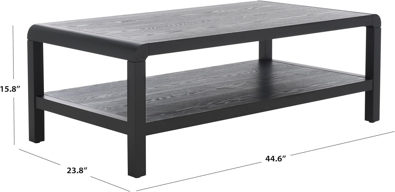image:imageSAFAVIEH Home Collection Omara Walnut Brown 1Shelf Coffee TableBlack