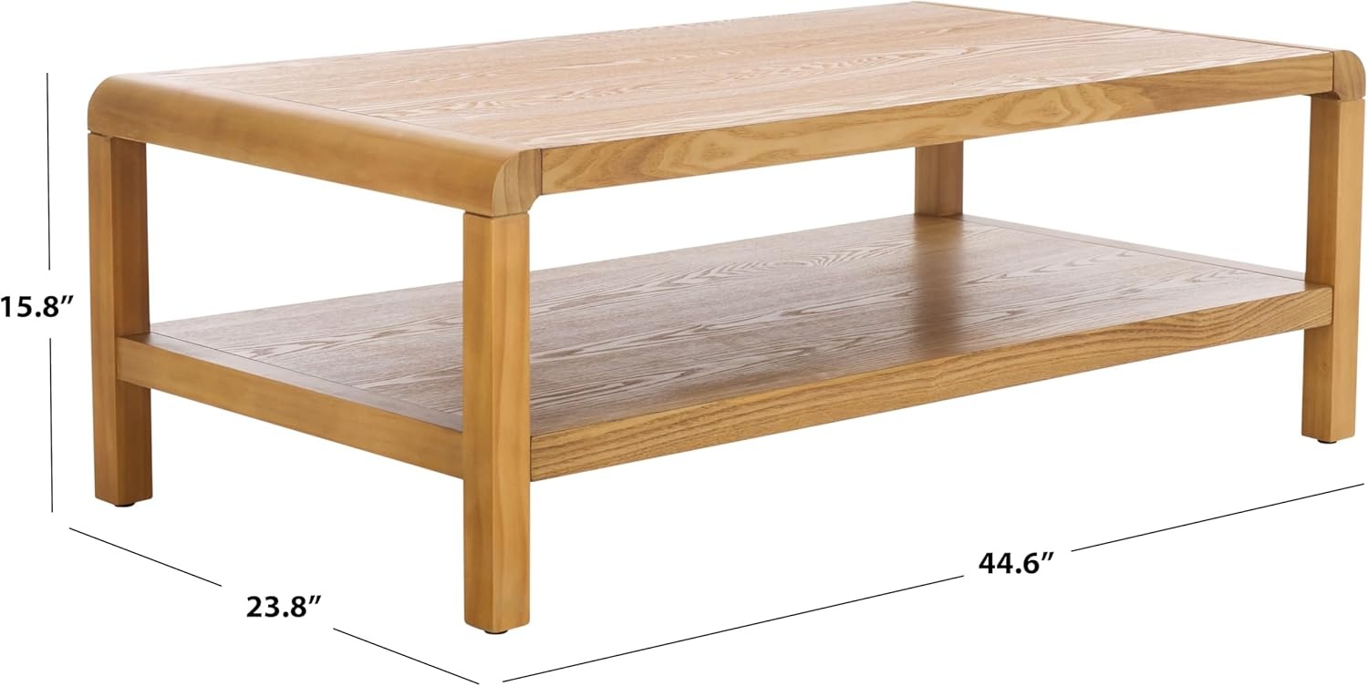 image:imageSAFAVIEH Home Collection Omara Walnut Brown 1Shelf Coffee TableNatural