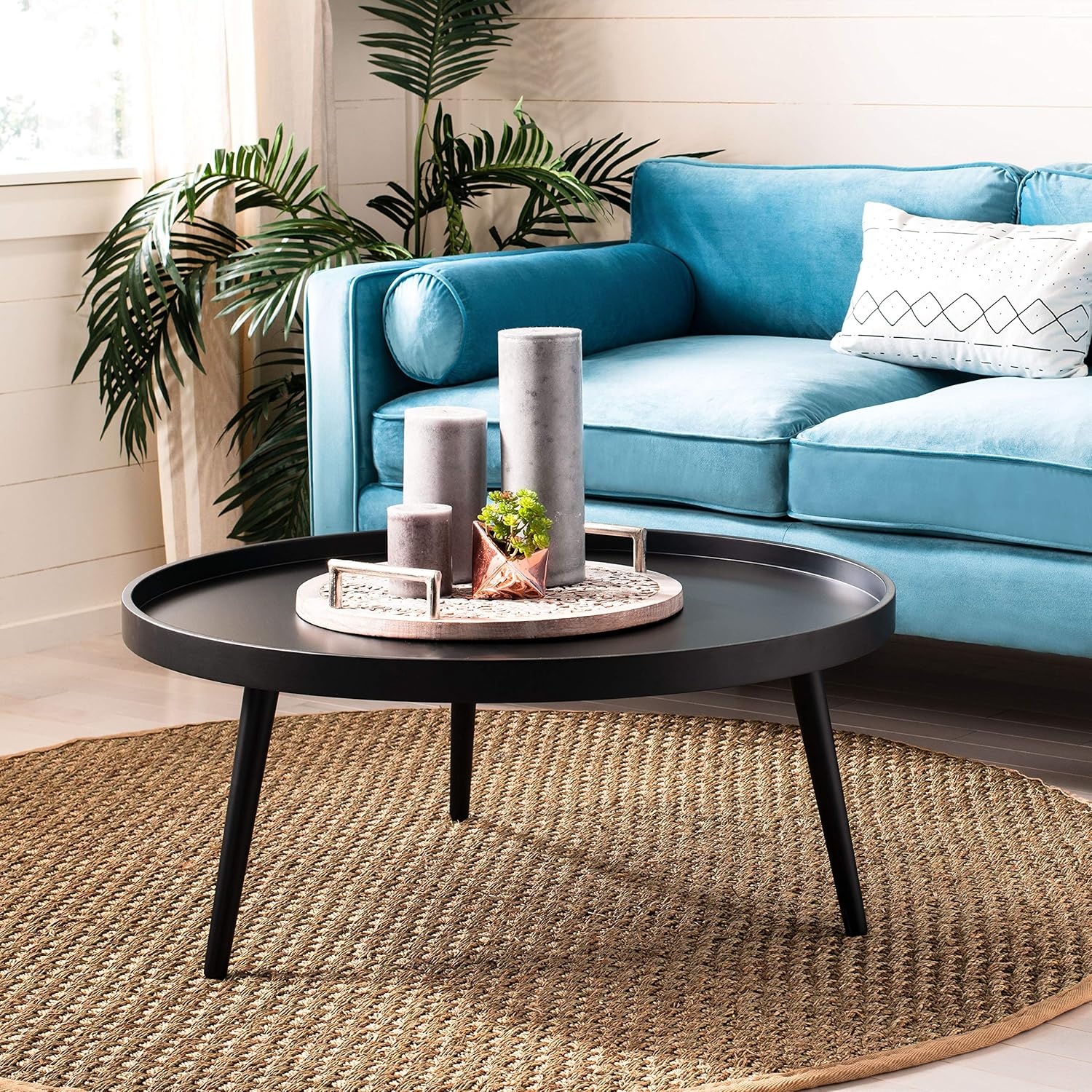 image:imageSafavieh Home Fritz Black Round Tray Top Coffee TableBlack