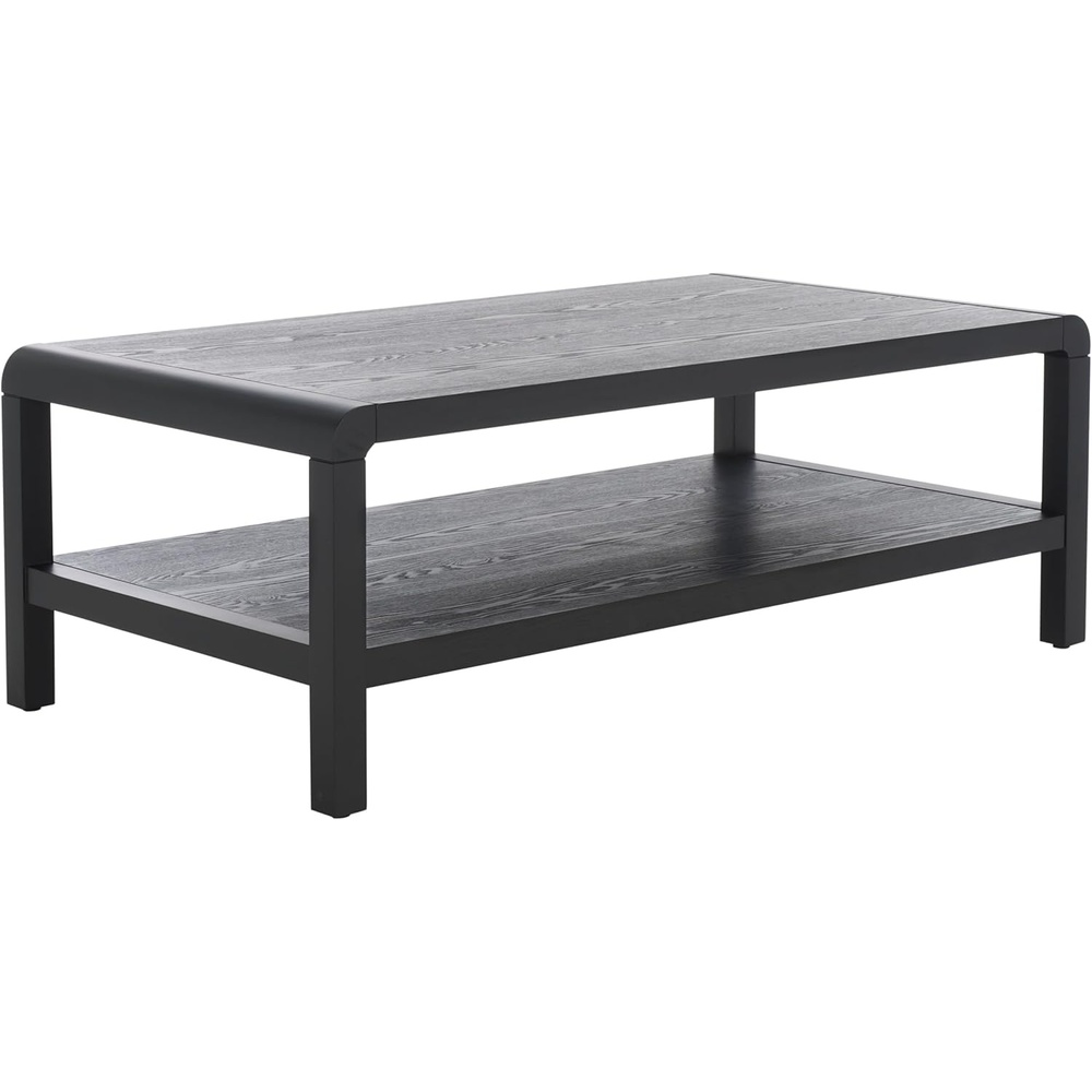 image:imageSAFAVIEH Home Collection Omara Walnut Brown 1Shelf Coffee TableBlack
