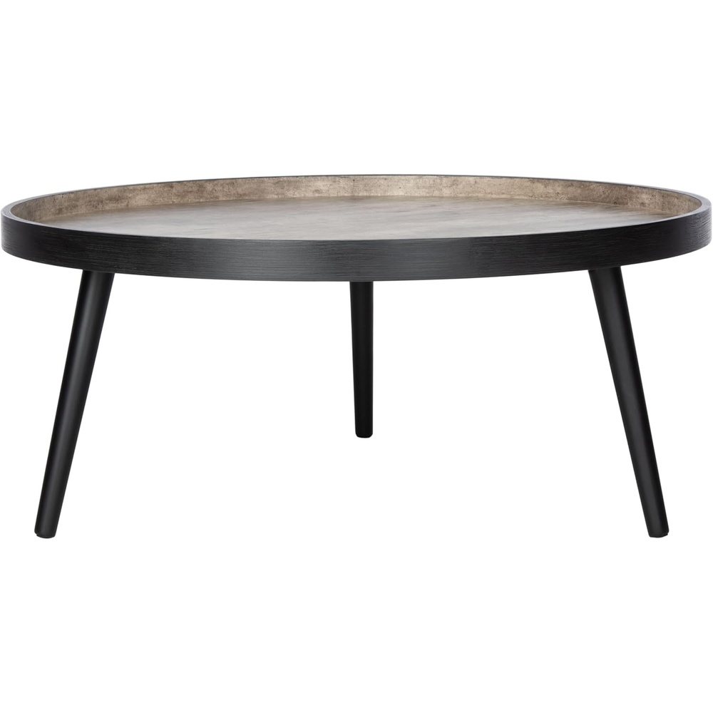 image:imageSafavieh Home Fritz Black Round Tray Top Coffee TableLight Grey Black