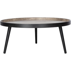 Safavieh Home Fritz Black Round Tray Top Coffee Table(Light Grey / Black)