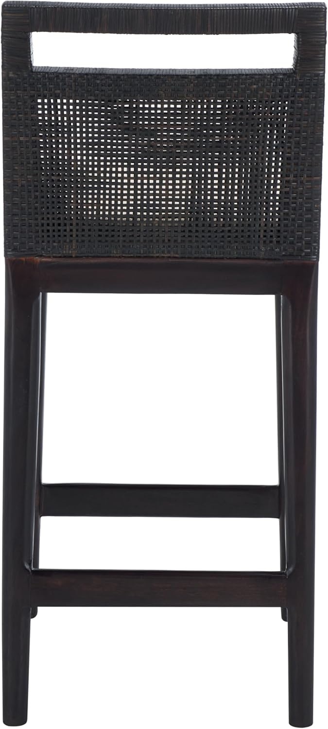 image:imageSAFAVIEH Furniture Darin Counter Stool Brown amp White Solid Wood Coastal Upholstered Design Ideal for Kitchen Bar Area Dining Room Fully Assembled BST4001DBrownWhite Cushion