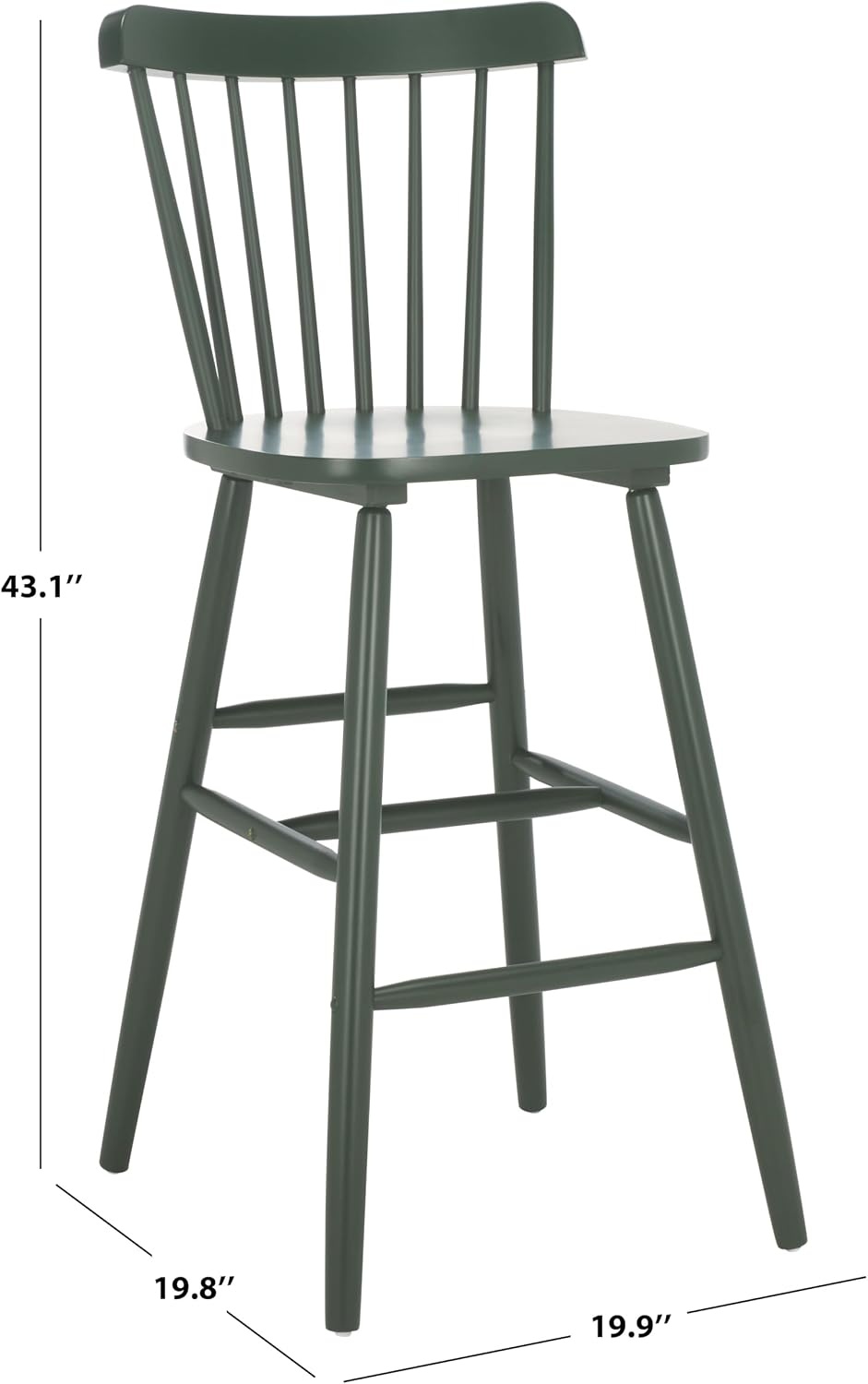 image:imageSAFAVIEH Furniture Galena Bar Stool Set of 2 Dusty Green Solid Wood Modern CleanLine Design Ideal for Kitchen Bar Area Dining Room 30 Seat Height BST8502FSET2Garden Green