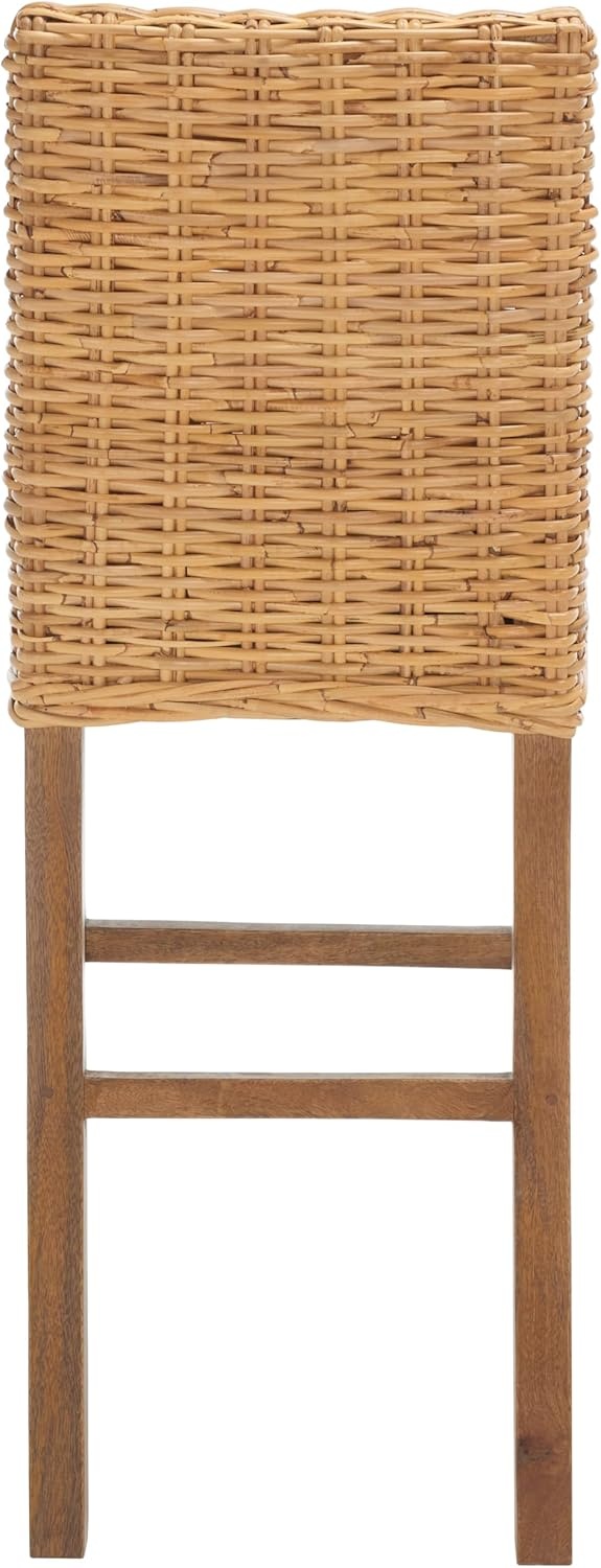 image:imageSAFAVIEH Furniture Tobie Rattan Bar Stool 177 Seat Height Grey WhiteWash Mango Wood Coastal RattanSeat Design Ideal for Kitchen Bar Area Dining Room Fully Assembled BST6500BNatural Natural