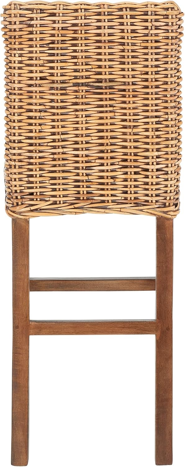 image:imageSAFAVIEH Furniture Tobie Rattan Bar Stool 177 Seat Height Grey WhiteWash Mango Wood Coastal RattanSeat Design Ideal for Kitchen Bar Area Dining Room Fully Assembled BST6500BHoney Brown Wash