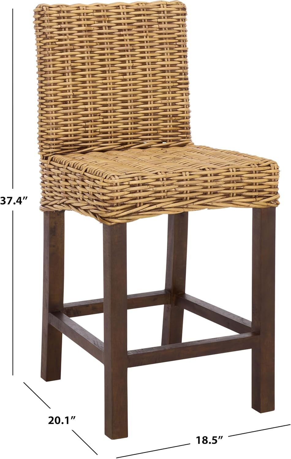 image:imageSAFAVIEH Furniture Tobie Rattan Counter Stool 2362 Seat Height WhiteWashed Mango Wood Coastal RattanSeat Design Ideal for Kitchen Bar Area Dining Room Fully Assembled BST6501CHoney Brown Wash