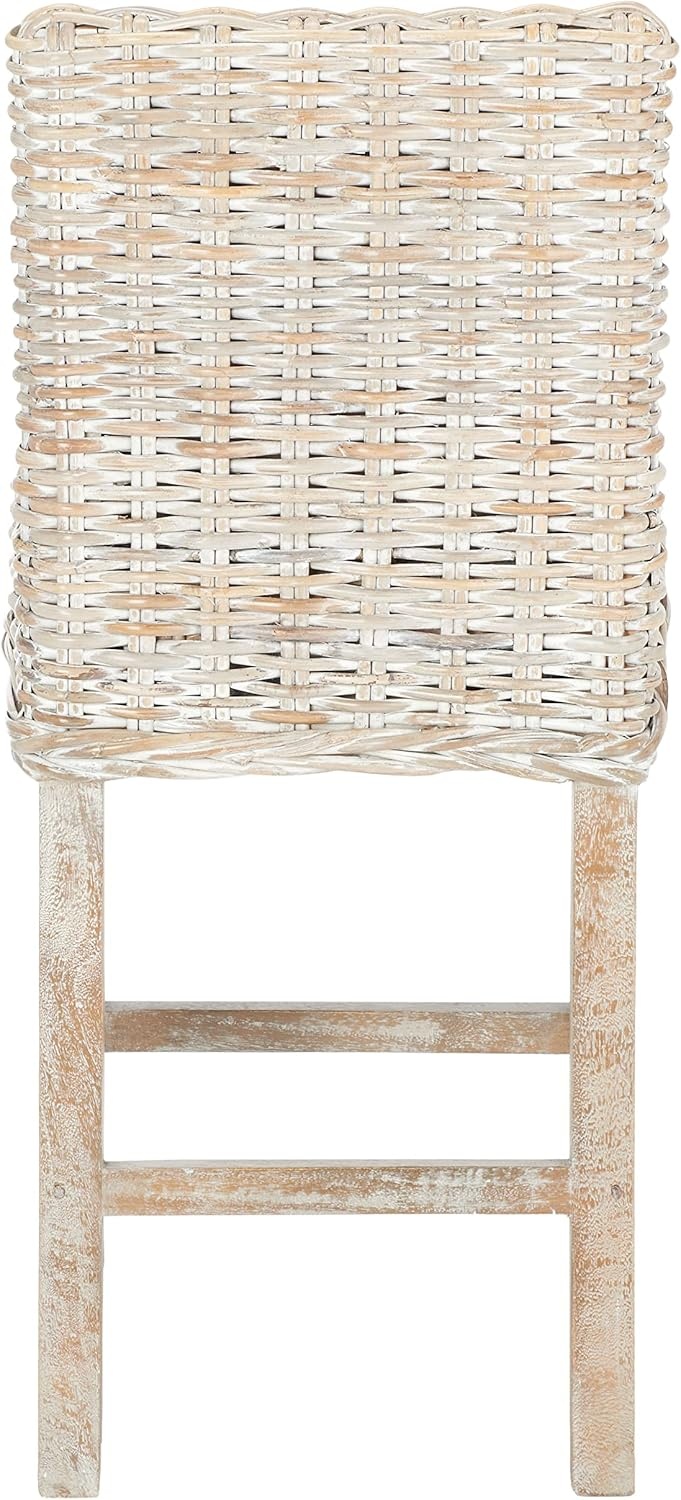 image:imageSAFAVIEH Furniture Tobie Rattan Counter Stool 2362 Seat Height WhiteWashed Mango Wood Coastal RattanSeat Design Ideal for Kitchen Bar Area Dining Room Fully Assembled BST6501CWhite Washed White Washed