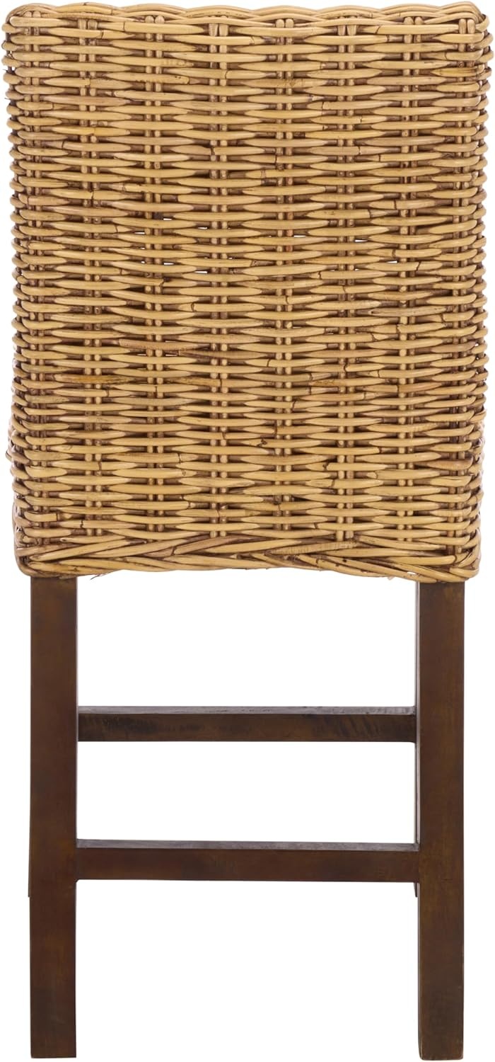 image:imageSAFAVIEH Furniture Tobie Rattan Counter Stool 2362 Seat Height WhiteWashed Mango Wood Coastal RattanSeat Design Ideal for Kitchen Bar Area Dining Room Fully Assembled BST6501CHoney Brown Wash
