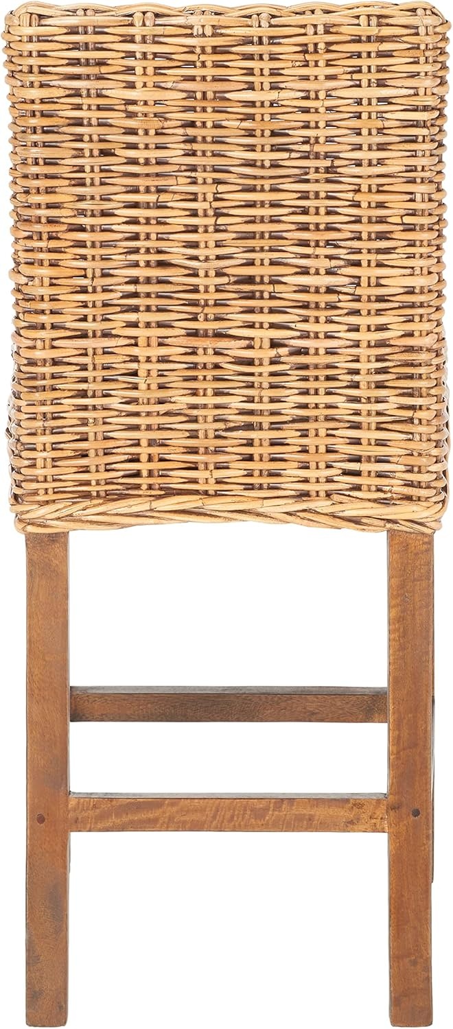 image:imageSAFAVIEH Furniture Tobie Rattan Counter Stool 2362 Seat Height WhiteWashed Mango Wood Coastal RattanSeat Design Ideal for Kitchen Bar Area Dining Room Fully Assembled BST6501CHoney Brown Wash