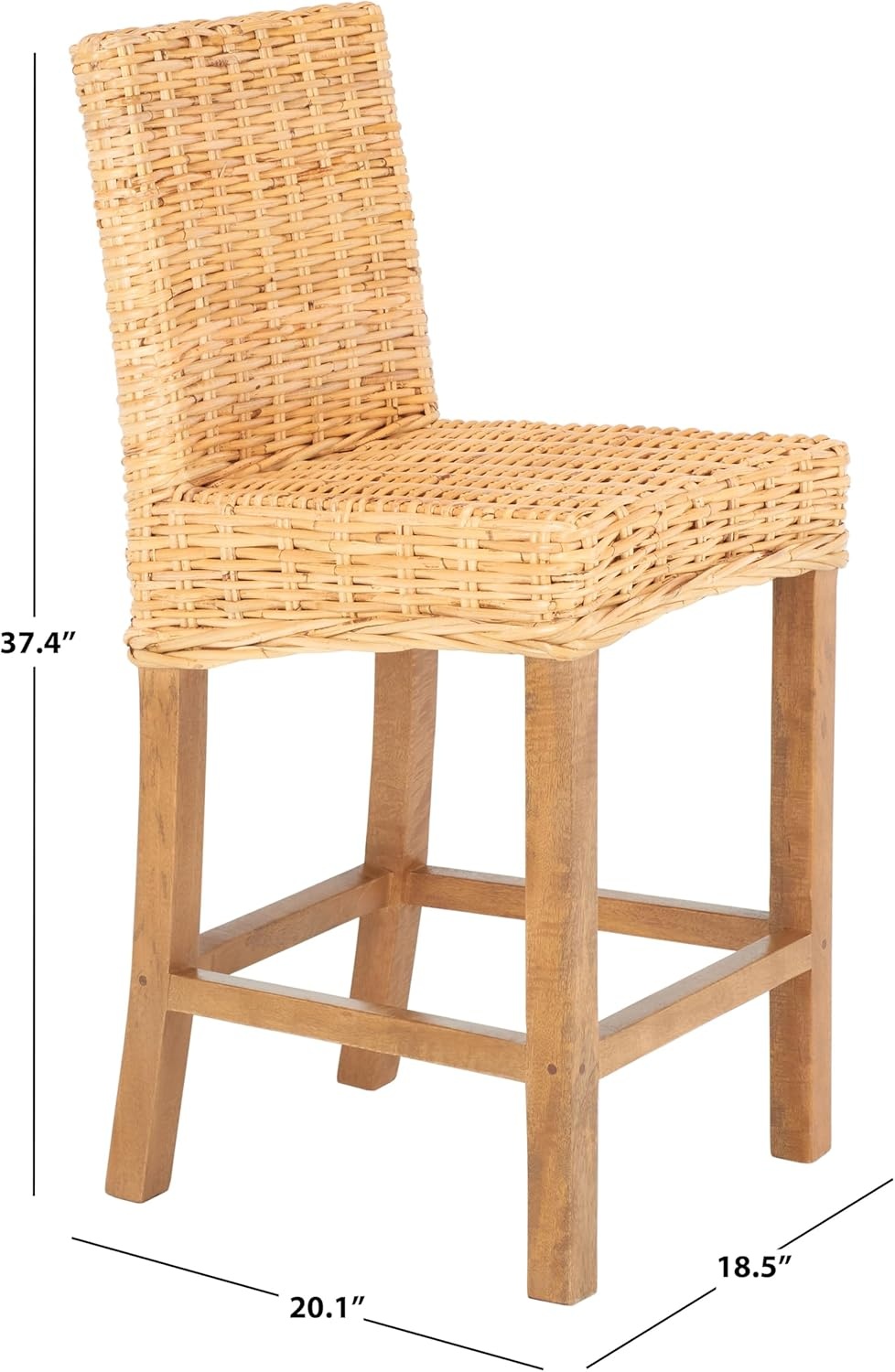 image:imageSAFAVIEH Furniture Tobie Rattan Counter Stool 2362 Seat Height WhiteWashed Mango Wood Coastal RattanSeat Design Ideal for Kitchen Bar Area Dining Room Fully Assembled BST6501CNatural Natural